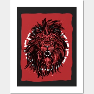 Lion portrait face mane illustration Posters and Art